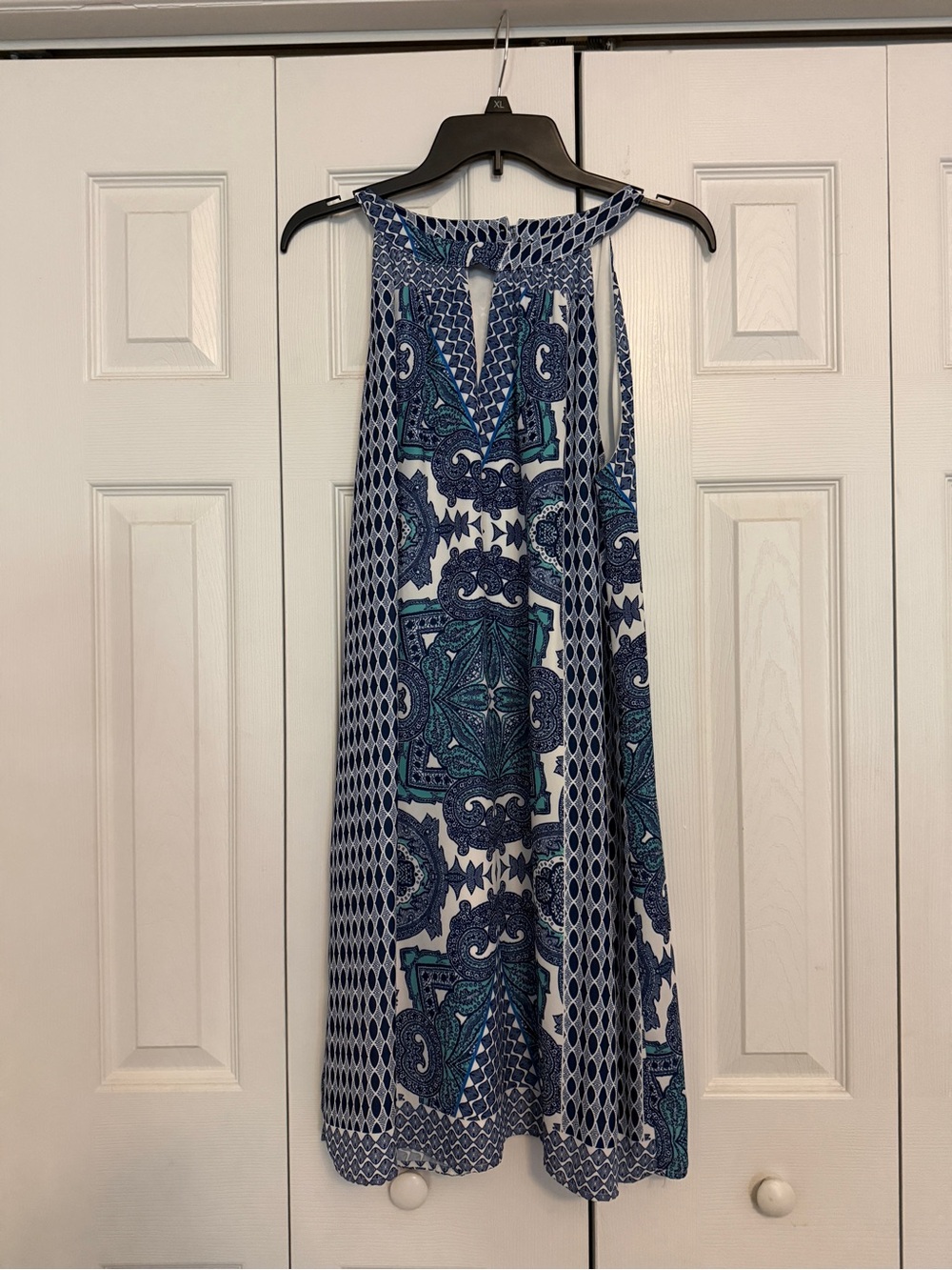 Daniel Cremieux Blue and Teal Paisley Midi Skirt